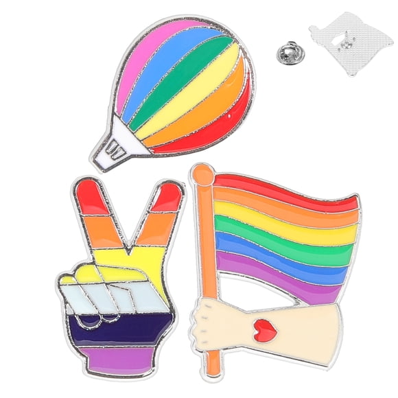 3pcs Rainbow Brooches Clothes Decorative Lapel Pin Metal Progress Pride Pin for Suit