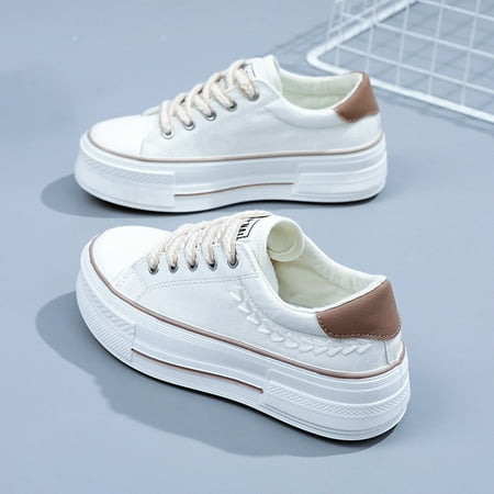 

Flat Canvas Shoes Thick-soled Casual Sneakers All-match Lace-up Skate Shoes