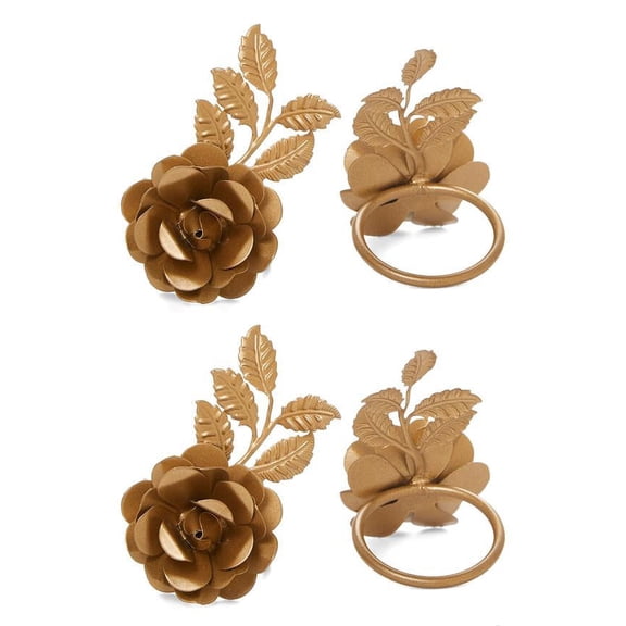 VIBHSA Flower Napkin Rings Set of 12 (Golden Rose)