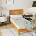 thumbnail image 3 of PayLessHere Twin Solid Wood Modern Platform Bed with Headboard, Natural, 3 of 8