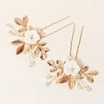 thumbnail image 5 of Barrettes Handmade Pearl Hair Accessories for Bridal Jewelry Wedding Forks Hairpins Flower Hair Clips for Women Gold Leaf Headpiece, 5 of 5