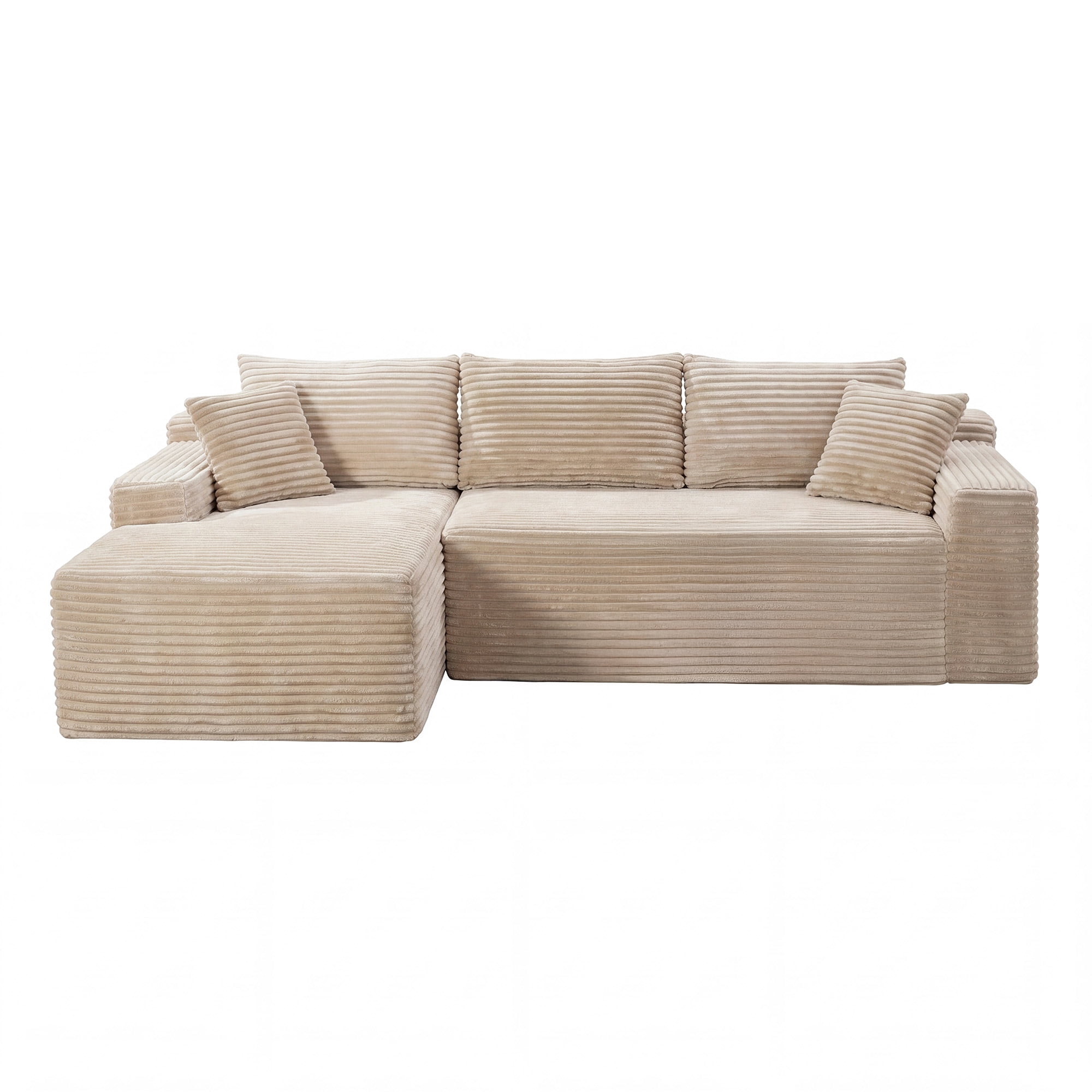 MOONMISS L-Shaped Cloud Sectional Couch with Chaise,Modern Corduroy Upholstered Modular Boneless Sofa,No Assembly for Living Room Apartment(Camel,Left)