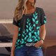 thumbnail image 1 of Fiudx Camisetas para Mujer Camiseta Plisada de Manga Corta con Cuello Estampado para Mujer, 1 of 6