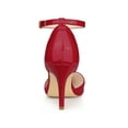 thumbnail image 4 of BLISSFUL STEP Women's Pointy Toe Ankle Strap Stiletto Heels Pumps Red 7, 4 of 8