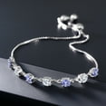 thumbnail image 4 of Gem Stone King 925 Sterling Silver Blue Tanzanite and White Moissanite Infinity Links Bracelet for Women (2.51 Cttw, Round 4.5MM, Fully Adjustable up to 9 inch), 4 of 5
