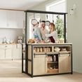 thumbnail image 5 of 72 inch Tall Kitchen Island with Storage, Bakers Rack with Sliding Barn Door and Power Outlet, Table Island Kitchen Cabinet with Hooks, Large Kitchen Island Table for Dining Room Kitchen, 5 of 9