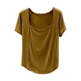 thumbnail image 1 of Camiseta de Manga Corta Mujeres Moda de Verano Yoga Casual Cuello Cuadrado Delantero Hombro Recto Cuello Redondo Superior, 1 of 4