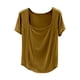 thumbnail image 1 of Camiseta de Manga Corta Mujeres Moda de Verano Yoga Casual Cuello Cuadrado Delantero Hombro Recto Cuello Redondo Superior, 1 of 4
