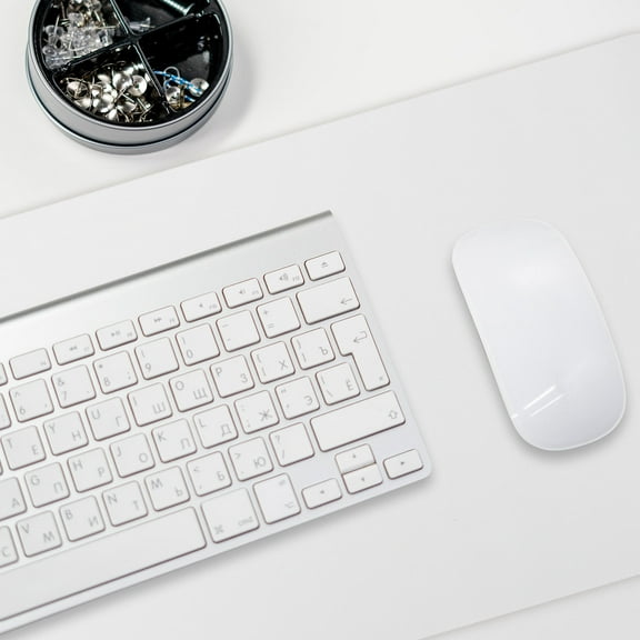 WHAMVOX Mouse Desk Pad Leather White 1Pcs 23.8X11.8in