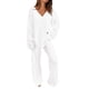 thumbnail image 1 of Conjunto de Ropa de Descanso para Mujeres PRETTYGARDEN Suéter Blanco de Cuello en V XXL, 1 of 8