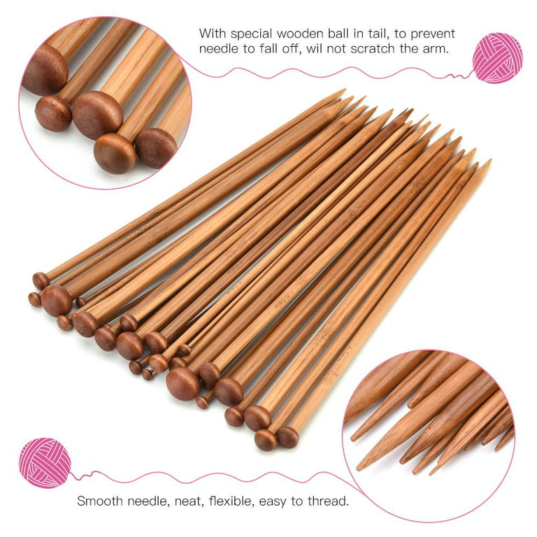 Bamboo 12 Single-point Knitting Needles, Size 13