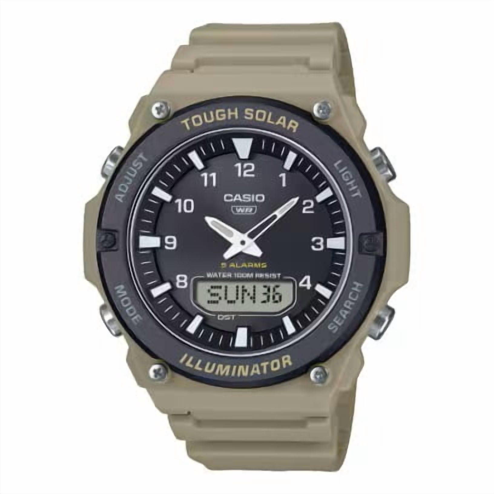 Casio Men's Tan Solar Powered Analog-Digital 100mm Casual Watch AQS820W-5AV