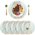 thumbnail image 3 of Cute Horse with Flowers Fairytale Round Place Mats Set of 1, Heat Stain Insulation Table Mats Non-Slip Grid Woven Placemats 15.4 Inch for Kitchen Dining Table Holiday, 3 of 7