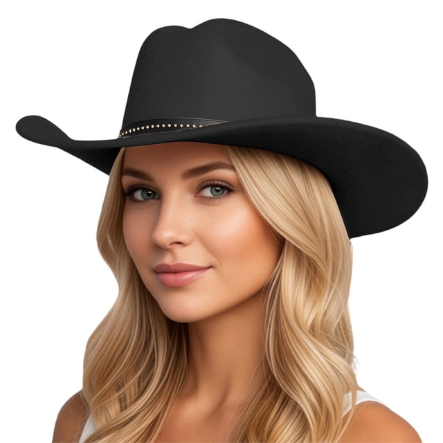 Chapeau de Cowboy Western à Grand Bord avec Design Classique Incurvé pour Tenue Décontractée à la Maison et Activités Extérieures