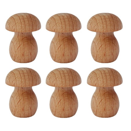 

6pcs Mini Wood Mushrooms Decoration Unpainted Mushrooms Desktop Bonsai Decor