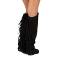 thumbnail image 6 of Qupid DC03 Women Suede Knee High Round Toe Fringe Flat Boot, 6 of 6