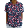 thumbnail image 2 of Fiudx Camisetas para Mujer Camiseta Holgada Informal con Estampado para Mujer, Tops de Manga Corta con Cuello de Muñeca, Blusa Bonita y de Lino, 2 of 4