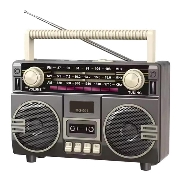 Radio portátil AM SW de 3 bandas con soporte para tarjeta TF y USB para casa, oficina y exteriores. Gris