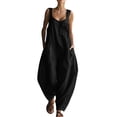 thumbnail image 3 of ClodeEU Women's Sleeveless Jumpsuit with Pockets,Casual Loose Fit Wide Leg Jumpsuit for Summer Black,Women's Plus XXL, 3 of 9