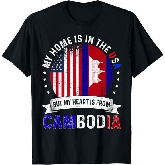 Cambodian American Patriot Heart is from Cambodia Flag T-Shirt