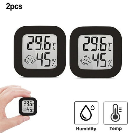 

2pcs Digital Thermo-Hygrometer Thermometer Temperature Humidity Meter Black