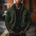 thumbnail image 2 of RYDCOT Mens Corduroy Bomber Jacket Lightweight Zip up Casual Vintage Spring Fall Varsity Jacket with Zipper Pockets Army Green, 2 of 5