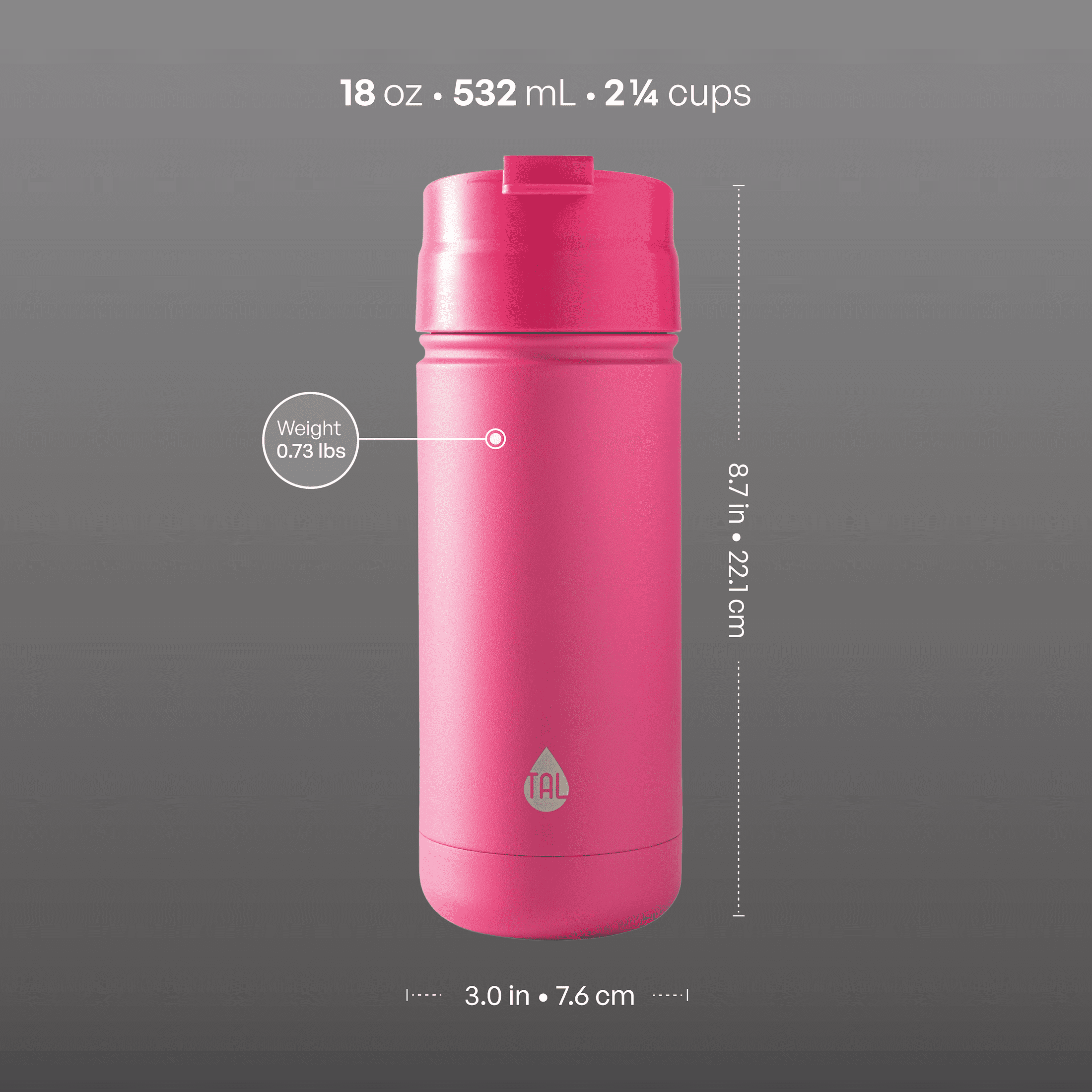 TAL 18oz Stainless Steel Ranger Coffee Travel Mug, Pink