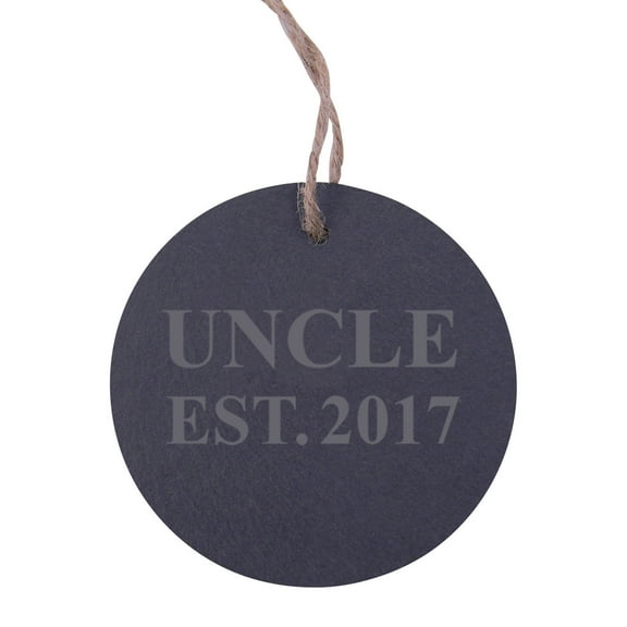 Uncle Established 2017 Uncle EST. 2017 3.25-inch Circle Slate Hanging Christmas Tree Ornament with String
