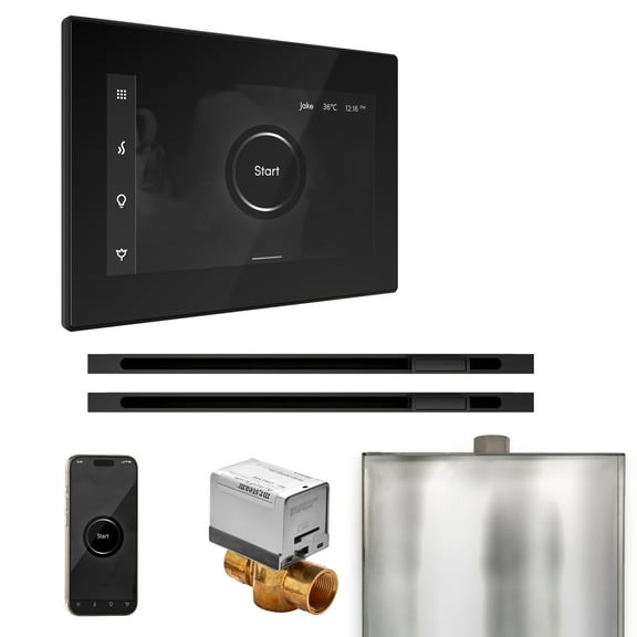 Mr Steam XButler Max Steam Shower Pkg w/iSteamX Control and Linear Steamhead in Black Matte Black
