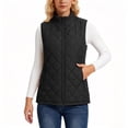 thumbnail image 6 of Wovilon Women's Diamond Quilted Puffer Vest Stand Collar Full Zip Sleeveless Lightweight Lined Outerwear with Pockets Casual Fall Winter, 6 of 6