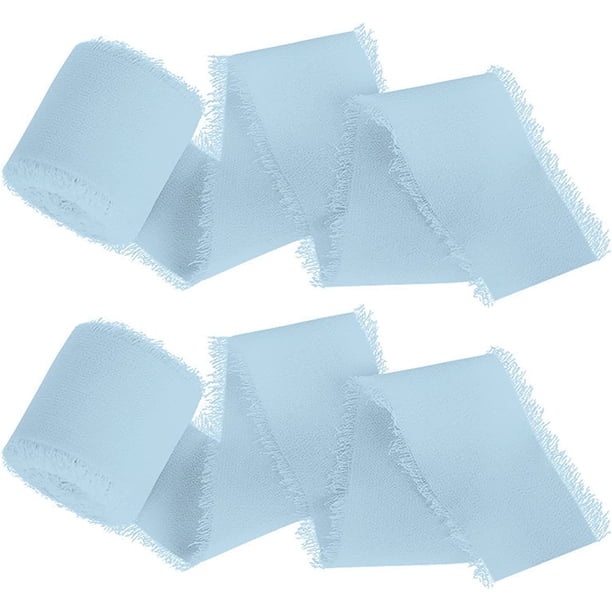 Nvzi regalos, flores, cintas para envolver regalos, cintas de gasa con bordes sin rematar rasgadas a mano, adornos de moños de cinta, tiras de tela de seda real (azul cielo)