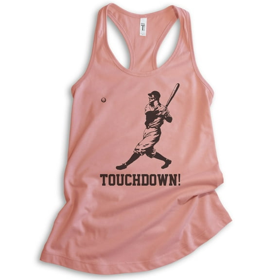 Touchdown Tank Top, Ladies Racerback Tank Top, Funny Baseball Tank, Funny Football Tank, Ironic Sports Tank, Desert Pink, Large