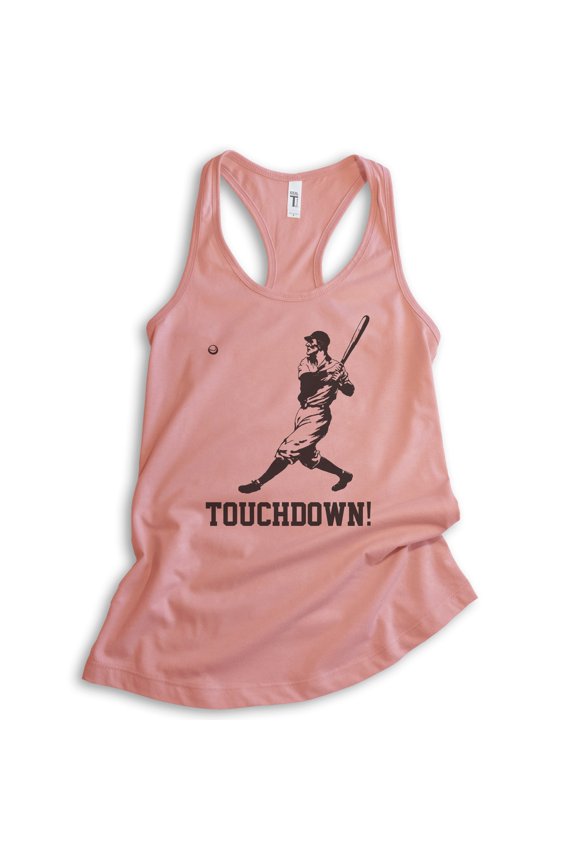 Touchdown Tank Top, Ladies Racerback Tank Top, Funny Baseball Tank, Funny Football Tank, Ironic Sports Tank, Desert Pink, Large