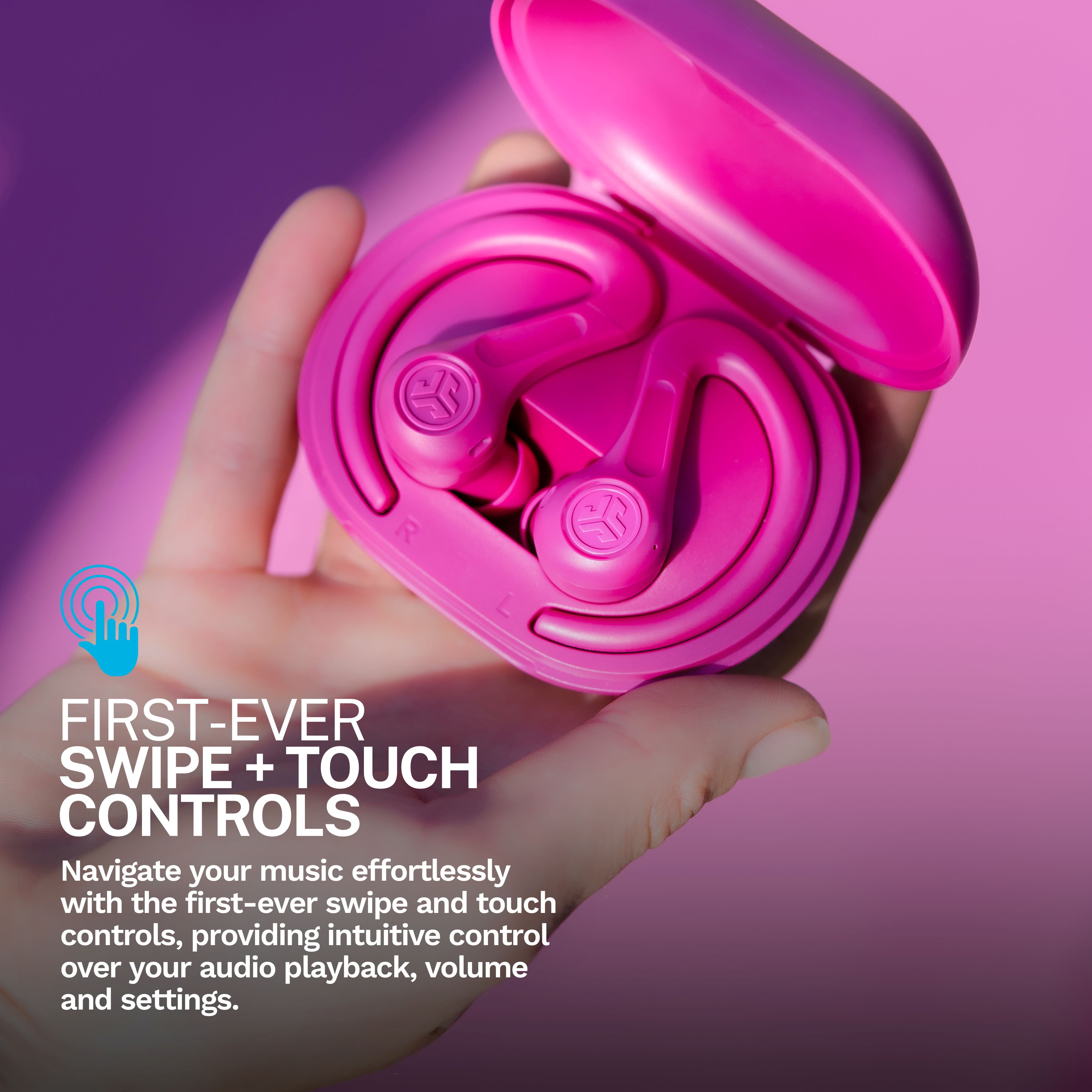 JLab JBuds Sport ANC 4 True Wireless Earbuds, Pink, Hybrid ANC, Touch Controls, Multipoint, App Customization