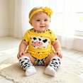 thumbnail image 2 of HAYIMI Baby Girl Cartoon Cow Print Short Sleeve T Shirt And Leggings Toddler Summer Outfit Sets Leisure Clothes Sets, 2 of 4