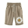 thumbnail image 3 of Bermuda Shorts for Women Bermuda Shorts for Women Floral Knee Length Elastic Waist Drawstring Loose Wide Leg Shorts Summer Trendy Casual Shorts S-5XL, 3 of 3