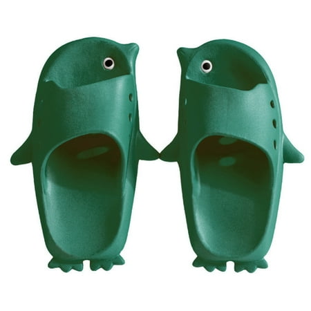 

Journey Slide Sandals Slides Cartoon Penguin Summer Slippers Kids Shoes Flip Flops Beach Slides(Green 20-21)