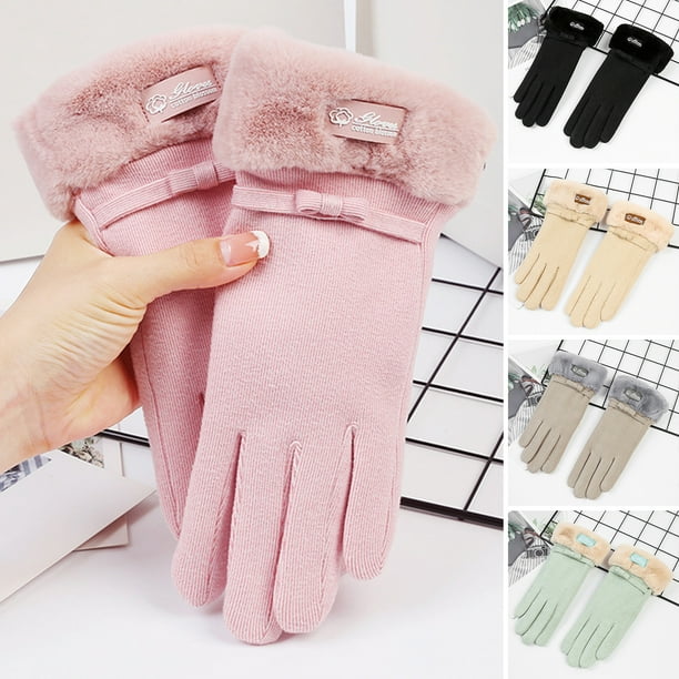 1 Pair Winter Thickened Warm Gloves With Flap Cover, Touch Screen