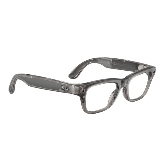 Ray-Ban Unisex Size 50 AI Smart Meta Gen 2 Blayzer Glasses with Charging Case, Matte Transparent Ice Gray/Clear