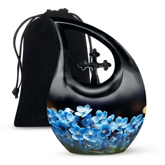 JAGSHASHI Flower Burial Urns For Ashes - Cremation Urns Adults - Urn Ash Adult Female - Ash Urns For Humans Male - 10 Inch With Velvet Bag - Adult Funeral Urn - Urns For Human Ashes