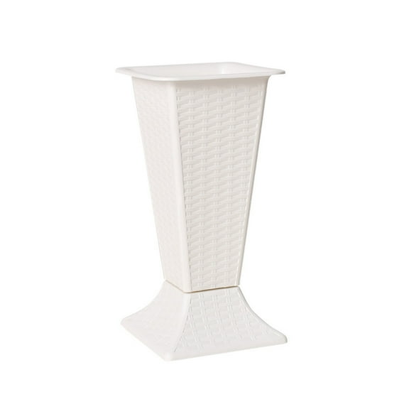 European Square Vases Decoration 9.6in White Plastic Cut Flower Buckets for Wedding Home Party Florist Decor
