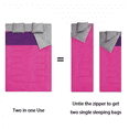 thumbnail image 3 of Double Sleeping Bag for Adults – Queen Size XL Waterproof All-Season 2-Person Rectangular Sleeping Bag with Dual-Zip Separation, Pink, 59 in x 86.6 in, 3 of 7