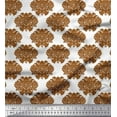 thumbnail image 1 of Soimoi Brown Cotton Poplin Fabric Floral Damask Printed Craft Fabric by the Yard 56 Inch Wide, 1 of 3