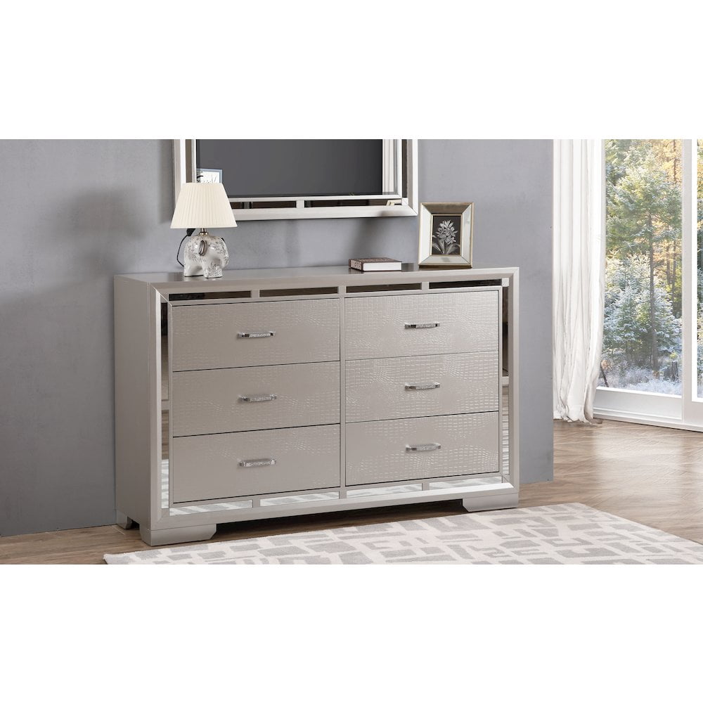 Glory Furniture Alana G6800-D Dresser , Silver Champagne