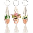 thumbnail image 1 of Mini colgador de macramé para plantas con maceta, 3 piezas de planta pequeña para colgar en el coche, bonitos colgantes para espejo retrovisor, decoración bohemia para coche, para amantes de las plantas de MoHern Sincero Electrónica, 1 of 4