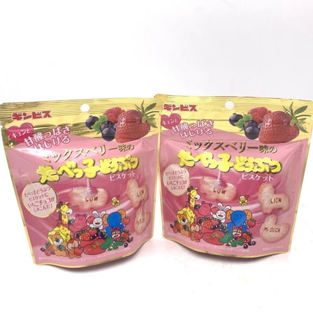 Ginbis Strawberry Chocolate Animal Biscuit Mixed Berry Favored40g