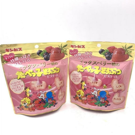 Ginbis Strawberry Chocolate Animal Biscuit Mixed Berry Favored40g