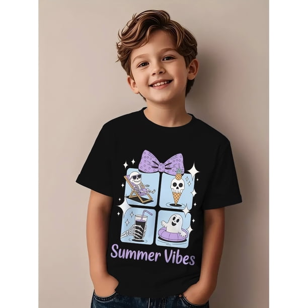 Funny Summer Ghost Beach Shirt, Summer Vibes Halloween Shirt, Spooky Summer Halloween Lover Gift for boys