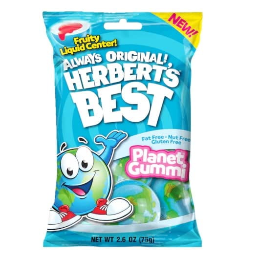 Herbert’s Best Planet Gummi Liquid-Filled 3D Fruity Gummies, Individually Wrapped, Allergy-Friendly