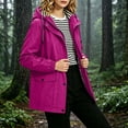 thumbnail image 2 of hoksml Women's Waterproof Hooded Rain Jacket Lightweight Windproof Drawstring Coat Outdoor Travel Daily, 2 of 9